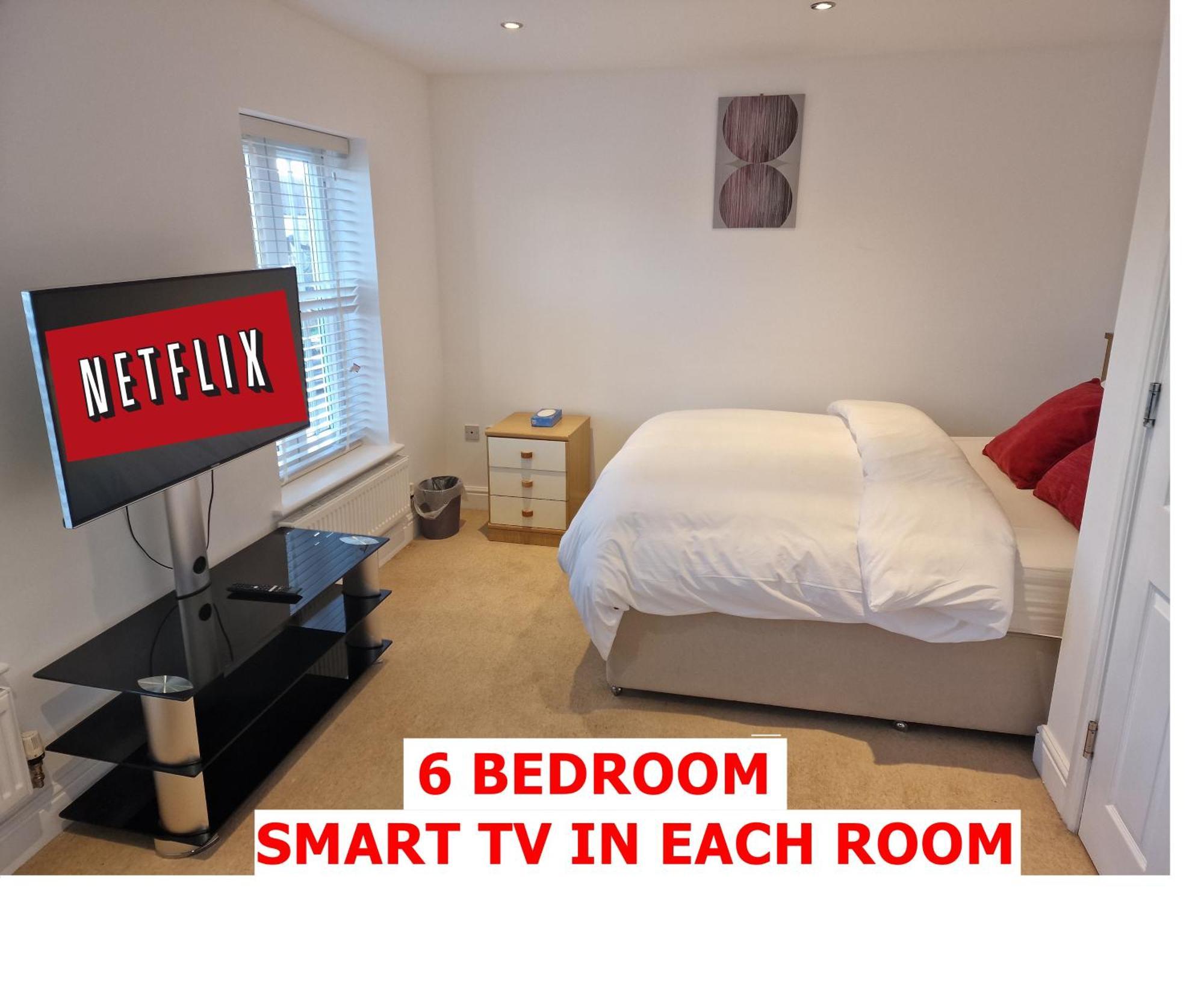 Nightrest Homes 6 Bedroom House- Smart Tv In Each Room - Parking - Wifi Milton Keynes Exteriör bild